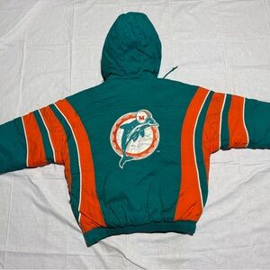 Vintage 90s! Pro Line Authentic Starter Miami Dolphins NFL Pullover Jacket.